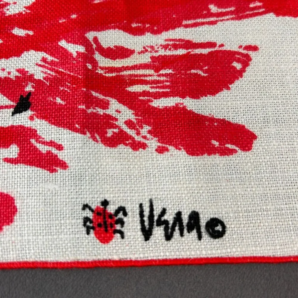 Vintage Vera Neumann Large Red Flower Linen Placemat Set of 4